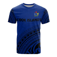 Cook Islands All Over T Shirt Cook Islands Coat of Arms Polynesian Tribal BLue Version Unisex Blue - Polynesian Pride