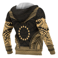 Cook Islands Polynesian Chief Custom Zip up Hoodie Gold Version - Polynesian Pride