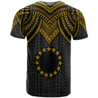 Cook Islands Custom T Shirt Polynesian Armor Style Gold - Polynesian Pride