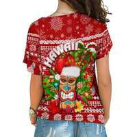 Hawaii Christmas Cross Shoulder Shirt Mele Kalikimaka - Tiki LT7 - Polynesian Pride
