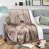 Pohnpei Premium Blanket - Hibiscus Flowers Vintage Style - Polynesian Pride