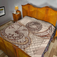 American Samoa Premium Quilt - Hibiscus Flowers Vintage Style - Polynesian Pride