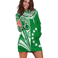 Cook Islands Tatau Hoodie Dress Symbolize Passion Stars Version Green LT13 - Polynesian Pride