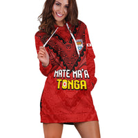(Custom Text and Number) Tonga Rugby MMT Hoodie Dress Ngatu Mate Maa Tonga Simple LT13 - Polynesian Pride