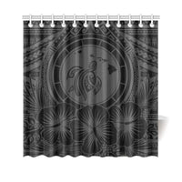 Hawaii Map Honu Hibiscus Gray Polynesian Shower Curtain 177 x 172 (cm) Gray - Polynesian Pride