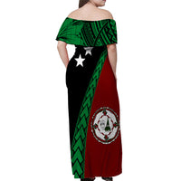 PNG Hibiscus Tribal Pattern Off Shoulder Long Dress - East New Britain LT7 - Polynesian Pride