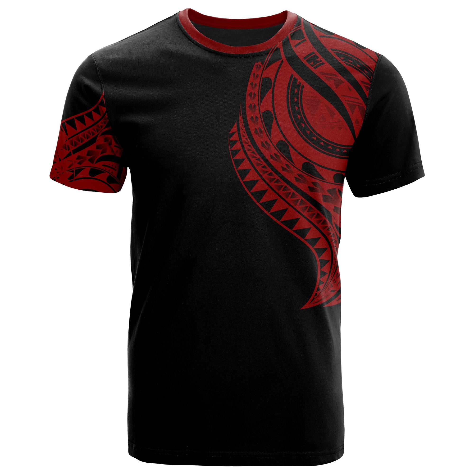 Northern Mariana Islands T Shirt Northern Mariana Islands Tatau Red Patterns With Coat Of Arms Unisex Black - Polynesian Pride