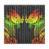 Turtle Window Curtain Reggage Polynesian (Two Pieces) One Size 50"x96"(Two Piece) Black - Polynesian Pride