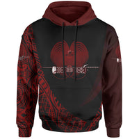 Papua New Guinea Hoodie Red Polynesian Patterns Sport Style Unisex Black - Polynesian Pride