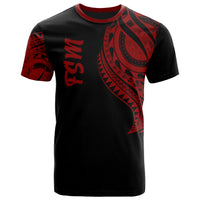 Federated States of Micronesia T Shirt FSM Tatau Red Patterns Unisex Black - Polynesian Pride