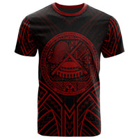 American Samoa T Shirt American Samoan Seal Tribal Red Color Patterns Unisex Black - Polynesian Pride