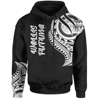 Wallisnd Futuna Hoodie Wallisnd Futuna Tatau White Patterns Unisex Black - Polynesian Pride