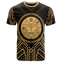 Marshall T Shirt Marshall Seal Tribal Gold Color Patterns Unisex Black - Polynesian Pride