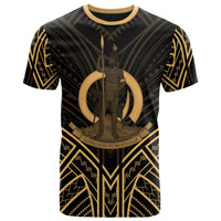 Vanuatu T Shirt Vanuatuan Seal Tribal Gold Color Patterns Unisex Black - Polynesian Pride