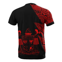 Fiji T Shirt Polynesian Patter Red Flash Style - Polynesian Pride