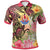 French Polynesia Polo Shirt Flowers Tropical With Sea Animals Unisex Pink - Polynesian Pride
