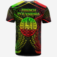 French Polynesia T Shirt National Seal With Reggae Line Style - Polynesian Pride
