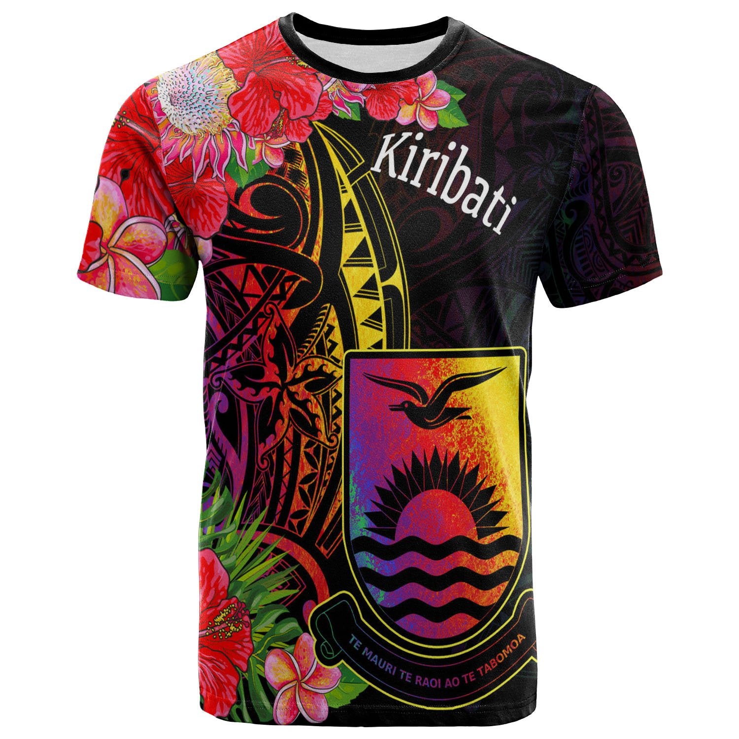 Kiribati T Shirt Tropical Hippie Style Unisex Black - Polynesian Pride