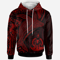 Vanuatu Hoodie Humpback Whale & Coat of Arms Red Unisex Red - Polynesian Pride