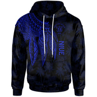 Niue Hoodie Polynesian Wings (Blue) Unisex Blue - Polynesian Pride