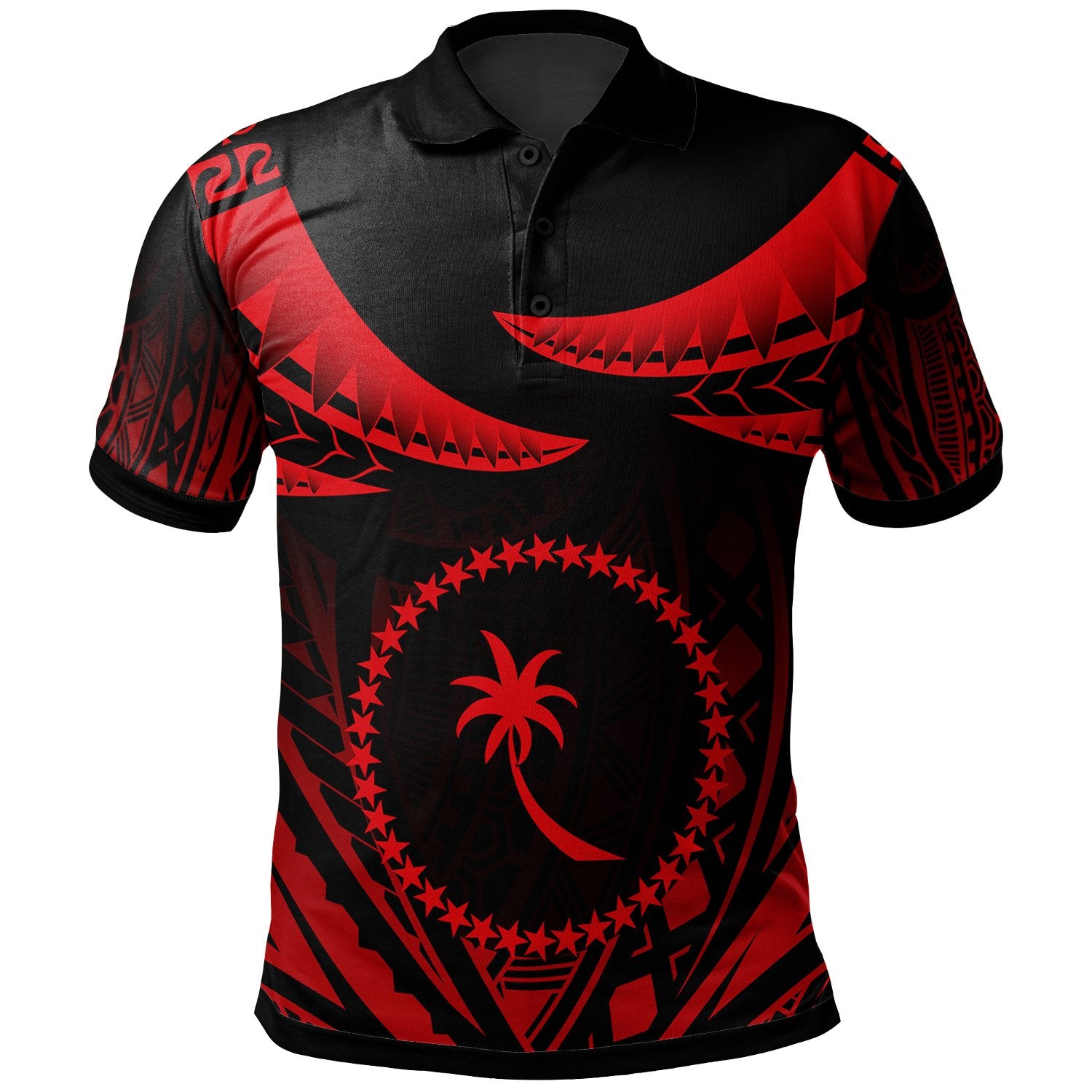 Chuuk Polo Shirt Polynesian Tribal Tattoo Unisex Red - Polynesian Pride