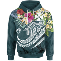 Wallis and Futuna Polynesian Hoodie Summer Plumeria (Turquoise) Unisex Turquoise - Polynesian Pride