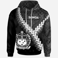 Samoa Hoodie Coat of Arms With Polynesian Tattoo Unisex White - Polynesian Pride