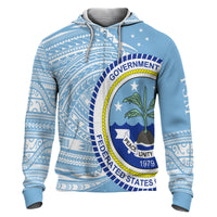 Federated States of Micronesia Hoodie Micronesia Patterns With Coat of Arms Unisex Blue - Polynesian Pride