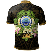 Federated States of Micronesia Polo Shirt Polynesian Gold Patterns Collection - Polynesian Pride