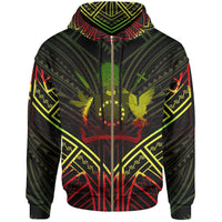 Cook Islands Zip Hoodie Cook Islands Seal Reggae Tribal Patterns Unisex White - Polynesian Pride