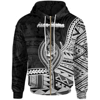 Guam Zip Hoodie Asan Maina Seal of Guam Polynesian Patterns Unisex Black - Polynesian Pride
