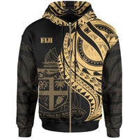 Fiji Zip Hoodie Gold Polynesian Patterns Best Fiji Ever Unisex Black - Polynesian Pride