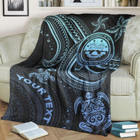 Federated States of Micronesia Custom Personalised Premium Blanket - Blue Turtle - Polynesian Pride