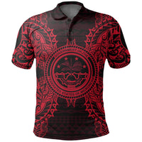Federated States of Micronesian Polo Shirt Federated States of Micronesian Seal Map Polynesian Tattoo Red Unisex Red - Polynesian Pride