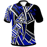 Fiji Polo Shirt Tribal Flower Special Pattern Blue Color Unisex Blue - Polynesian Pride