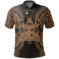 Fiji Polo Shirt Viti Coat Of Arms Map Polynesian Tattoo Gold Unisex Gold - Polynesian Pride