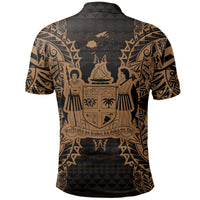 Fiji Polo Shirt Viti Coat Of Arms Map Polynesian Tattoo Gold - Polynesian Pride