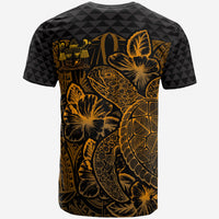 Fiji T Shirt Fijian Coat of Arms Turtle Hibiscus Gold - Polynesian Pride