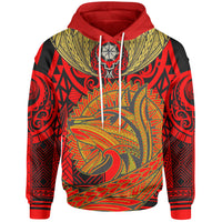 Polynesianll Over Hoodie Polynesian Wolf Patterns Unisex Red - Polynesian Pride