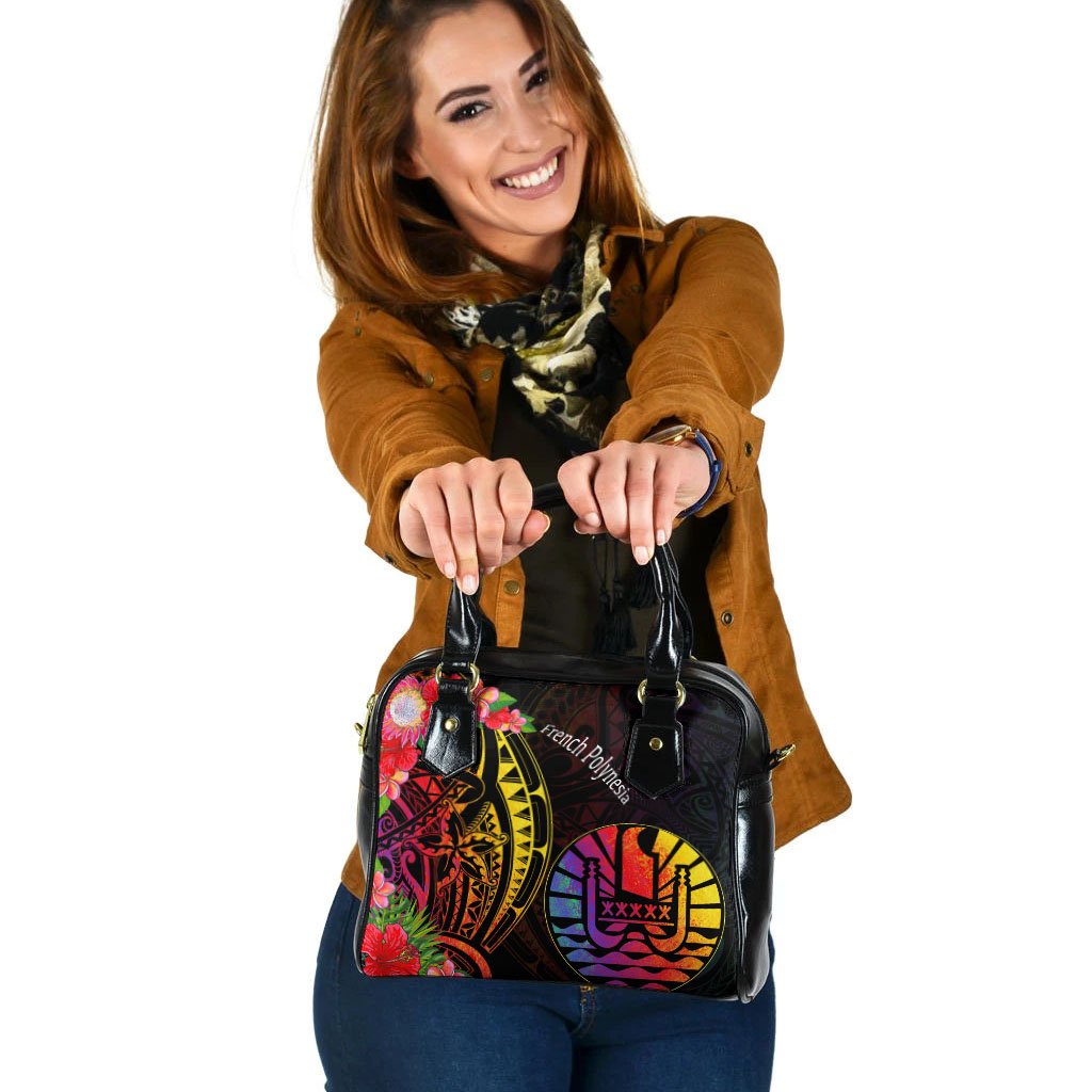 French Polynesia Shoulder Handbag - Tropical Hippie Style One Size Black - Polynesian Pride