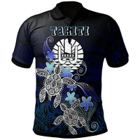 Tahiti Polynesian Polo Shirt Blue Turtle Couple Unisex Blue - Polynesian Pride