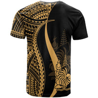 New Caledonia T Shirt Gold Polynesian Tentacle Tribal Pattern - Polynesian Pride