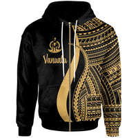 Vanuatu Zip up Hoodie Gold Tentacle Tribal Pattern Unisex Gold - Polynesian Pride