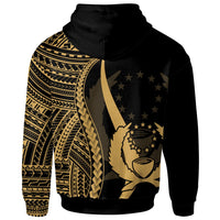 Pohnpei Zip up Hoodie Gold Tentacle Tribal Pattern - Polynesian Pride