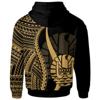 Tahiti Zip up Hoodie Gold Tentacle Tribal Pattern - Polynesian Pride