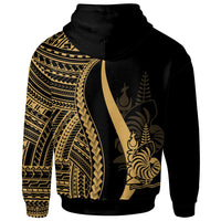 New Caledonia Zip up Hoodie Gold Tentacle Tribal Pattern - Polynesian Pride