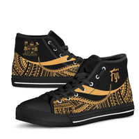 Fiji High Top Shoes Gold - Polynesian Tentacle Tribal Pattern Crest - Polynesian Pride