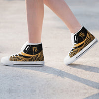 Fiji High Top Shoes Gold - Polynesian Tentacle Tribal Pattern Crest - Polynesian Pride