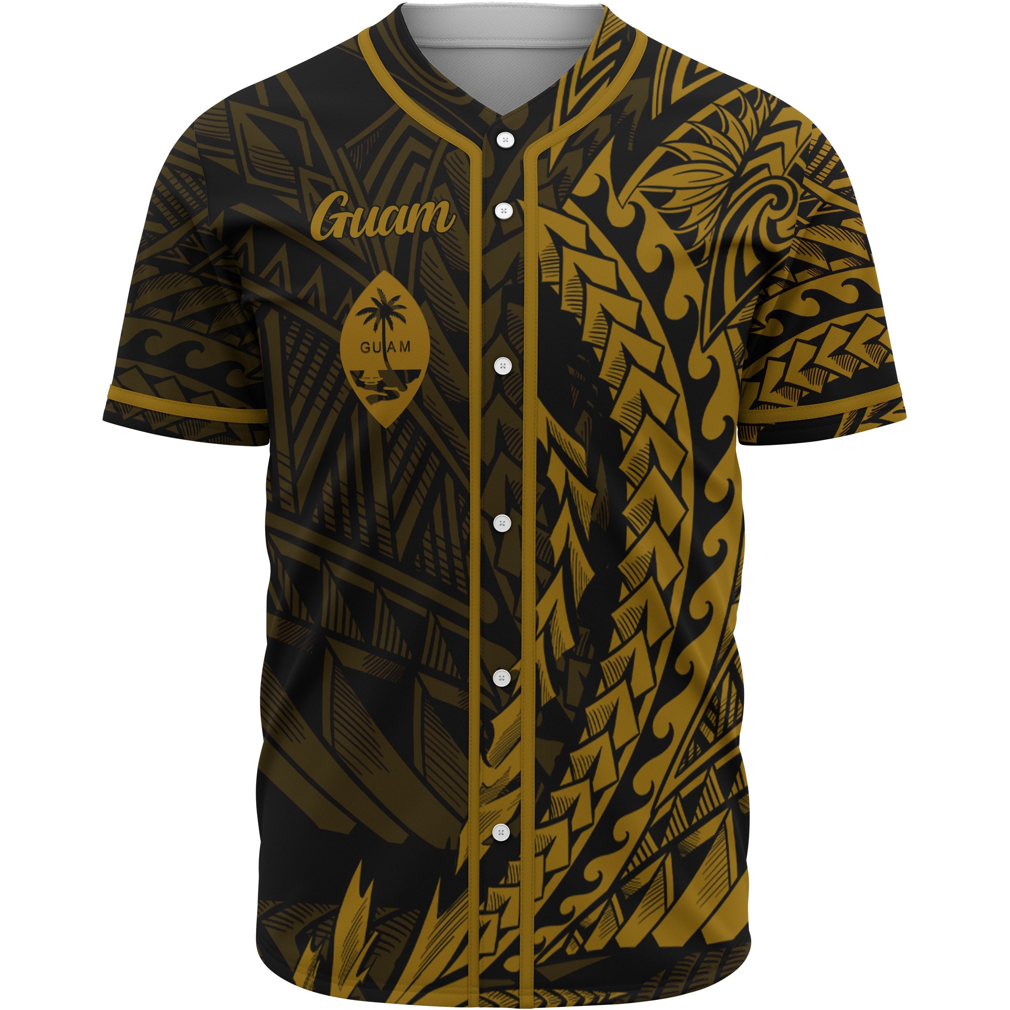 Guam Baseball Shirt - Wings Style Unisex Gold - Polynesian Pride