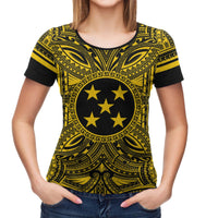 Gambier Islands T Shirt National Coat of Arms Polynesian Gold Black - Polynesian Pride